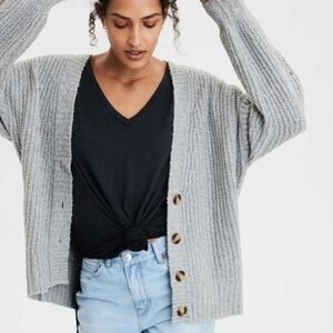 American Eagle Outfitters Gray Button-Up Cardigan